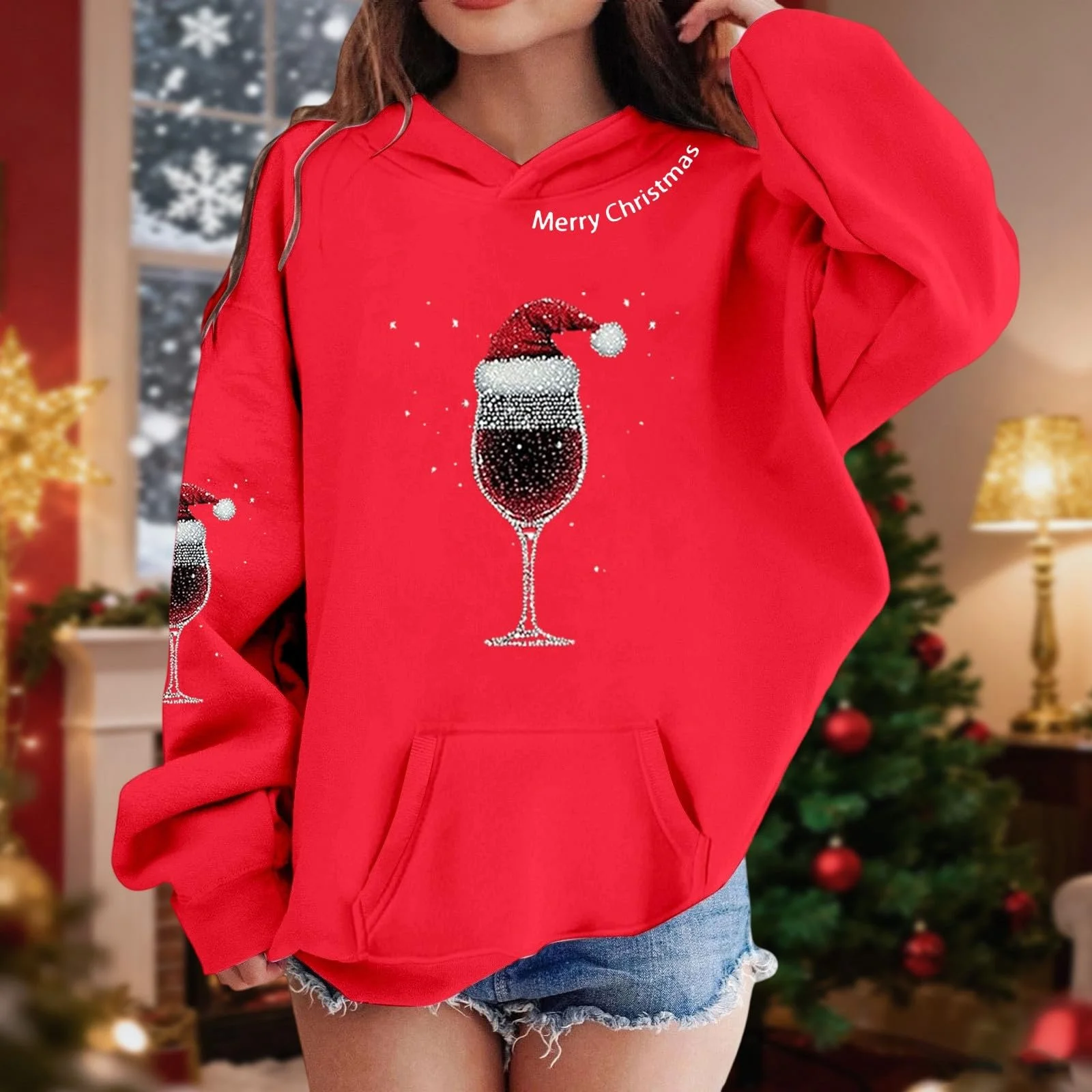 Детский джемпер для мальчиков и девочек, худи, кофта с длинными рукавами и принтом, пуловер свободного кроя, детский свитшот из флиса с капюшоном для праздничного наряда, фото №3