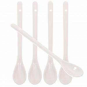 Ложка Фарфоровая 5 шт Ложка керамическая для супа Ложка керамическая с длинной ручкой для смешивания Ложка для кофе Кухонная ложка для супа Каши - Фото 1