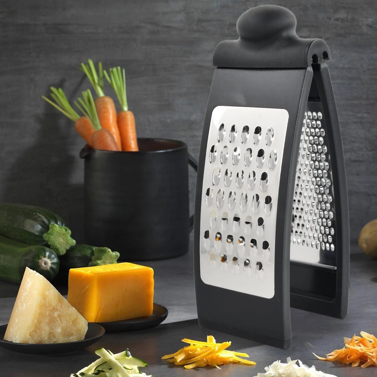 Терка Овочева складана з нержавіючої сталі з нековзною основою, фото №6