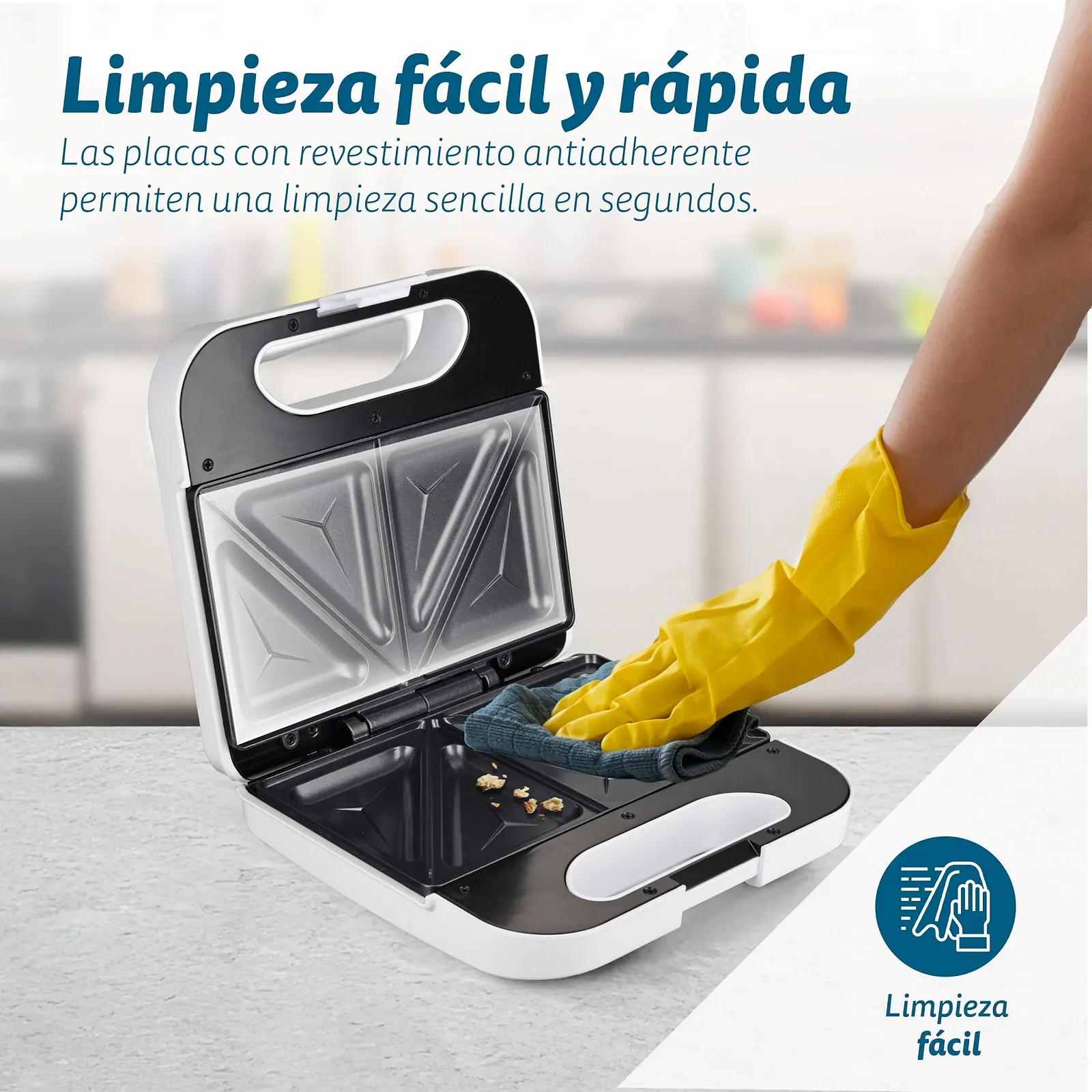 Сендвічниця Grunkel з грилем на 2 сендвічі Квадратна кромка Білий, фото №3