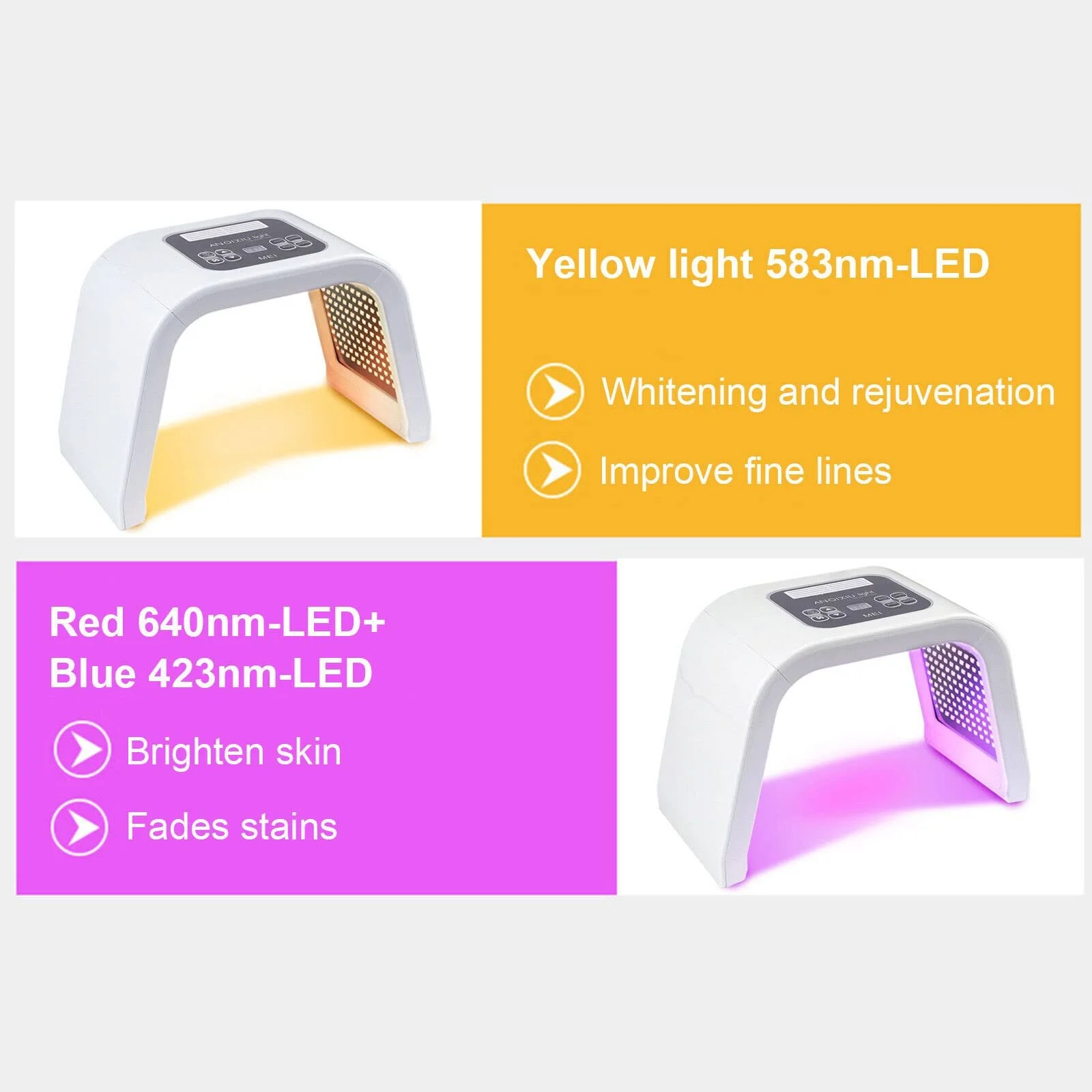 LED Лампа для краси 7 кольорів Маска для обличчя Догляд за шкірою, фото №6