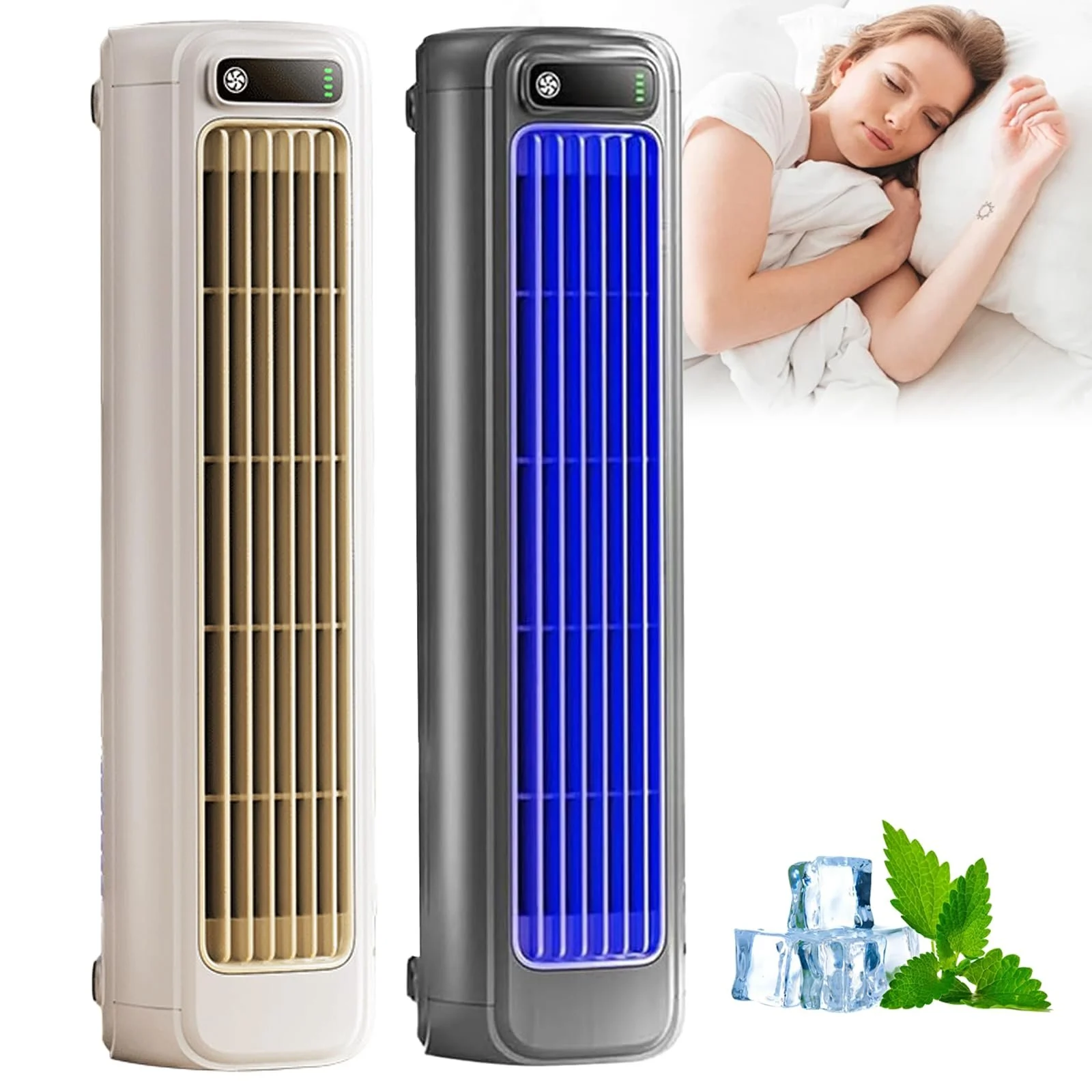 Мобильный кондиционер Brizaac Cooling Ace 3 скорости Аккумулятор 2000 мАч Blue + Beige, фото №1