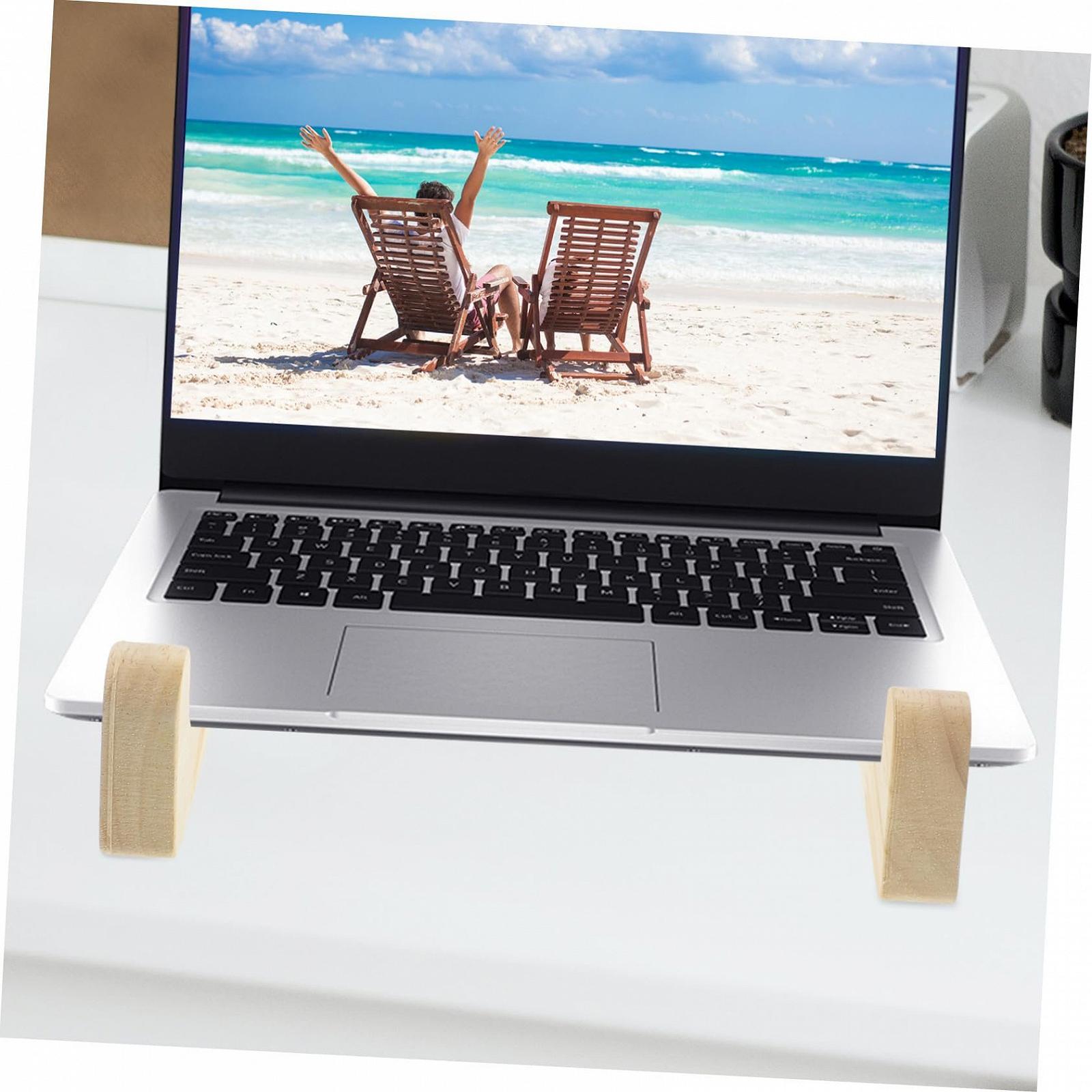 Подставка для ноутбука Homoyoyo 2 шт. Деревянная Подставка для ноутбука для стола Прочная Легкая Офисная Подставка для ноутбука с Приподнятой полкой для лучшей вентиляции и эргономичной работы Прочная и компактная, фото №5