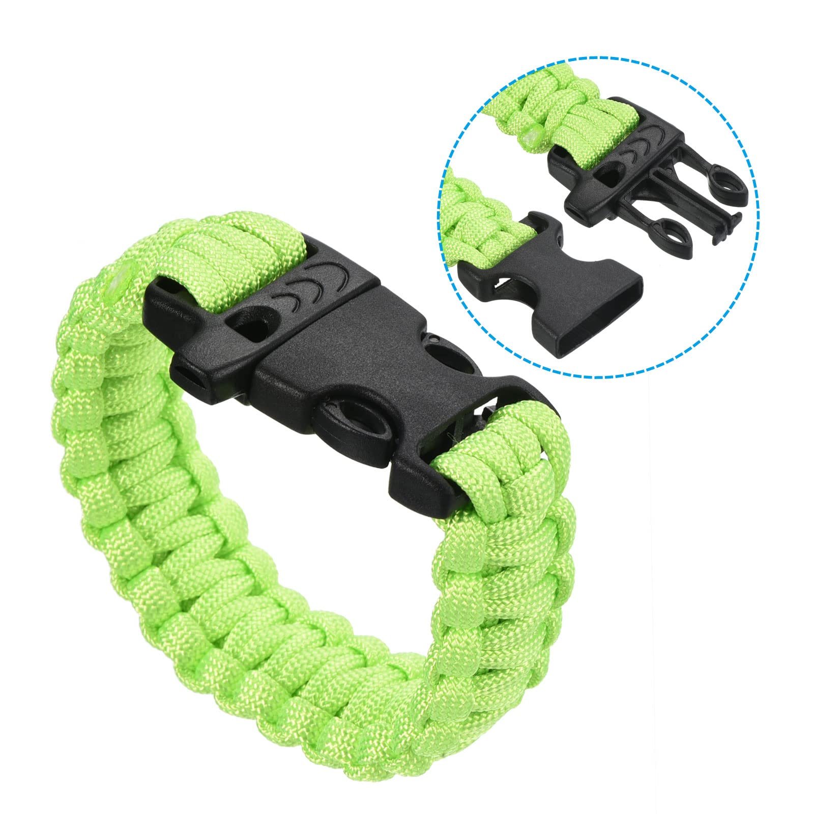 Браслет Paracord Survival PATIKIL Плетений з пластиковою пряжкою Світло-зелений, фото №4
