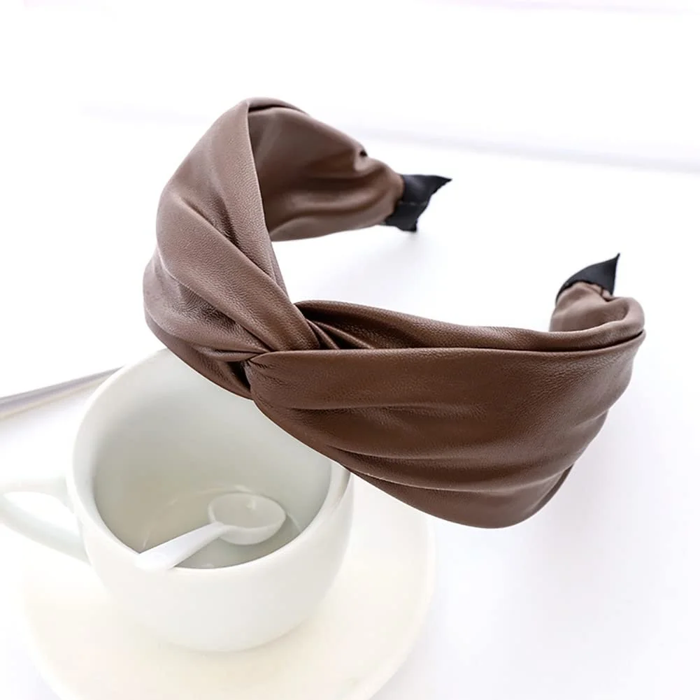 Обруч Шкіряний Pack of 2 PU Шкіра Чорний та Коричневий, фото №3