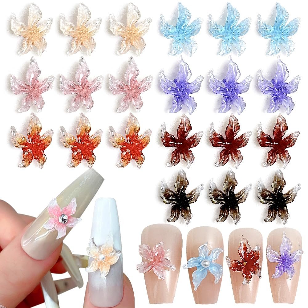 Квітка Лілія Набір прикрас для нігтів 3D Крижані Квіти Лілії Аксесуари, фото №1