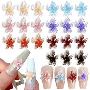 Цветок Лилия Набор украшений для ногтей 3D Ледяные Цветы Лилии Аксессуары для ногтей Летний Цветок для дизайна ногтей Женские украшения для ногтей Набор украшений для ногтей с цветами - Фото 1