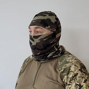 Балаклава тактическая двунитка вискозная ВСУ ЗСУ Камуфляж 1065 7252 зеленая - Фото 1