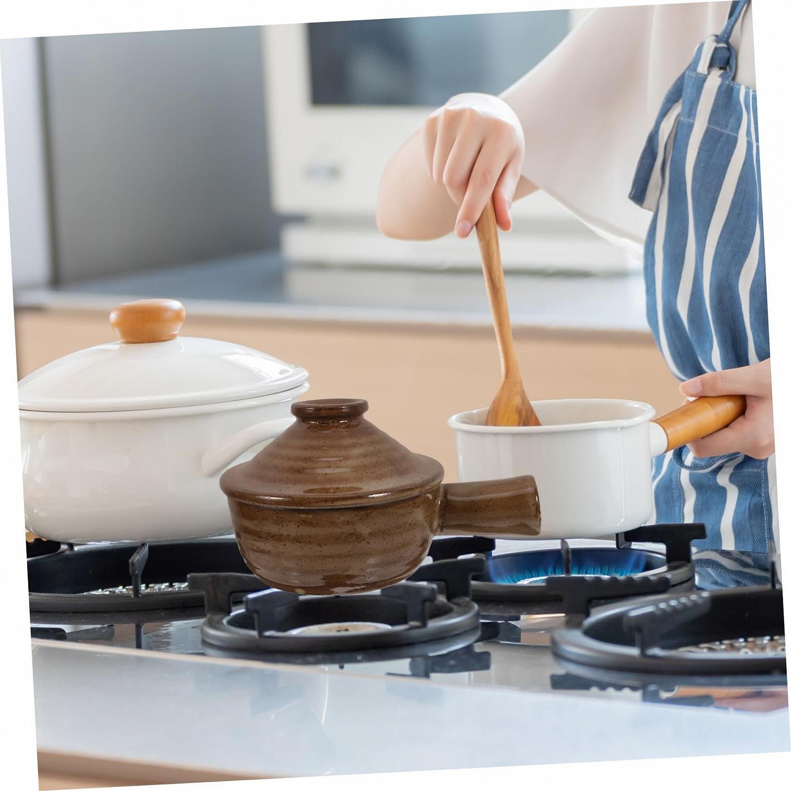 Кастрюля-сотейник с крышкой Керамическая Термостойкая Цельная форма, фото №6