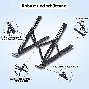 Подставка для ноутбука Diffaxy, регулируемая по высоте, складная подставка для ноутбука для стола, ABS + силиконовая подставка для ноутбука, вентилируемая охлаждающая подставка для ноутбука для 10-15,6-дюймовых ноутбуков, планшетов (черная) synthetic.ua - Фото 1