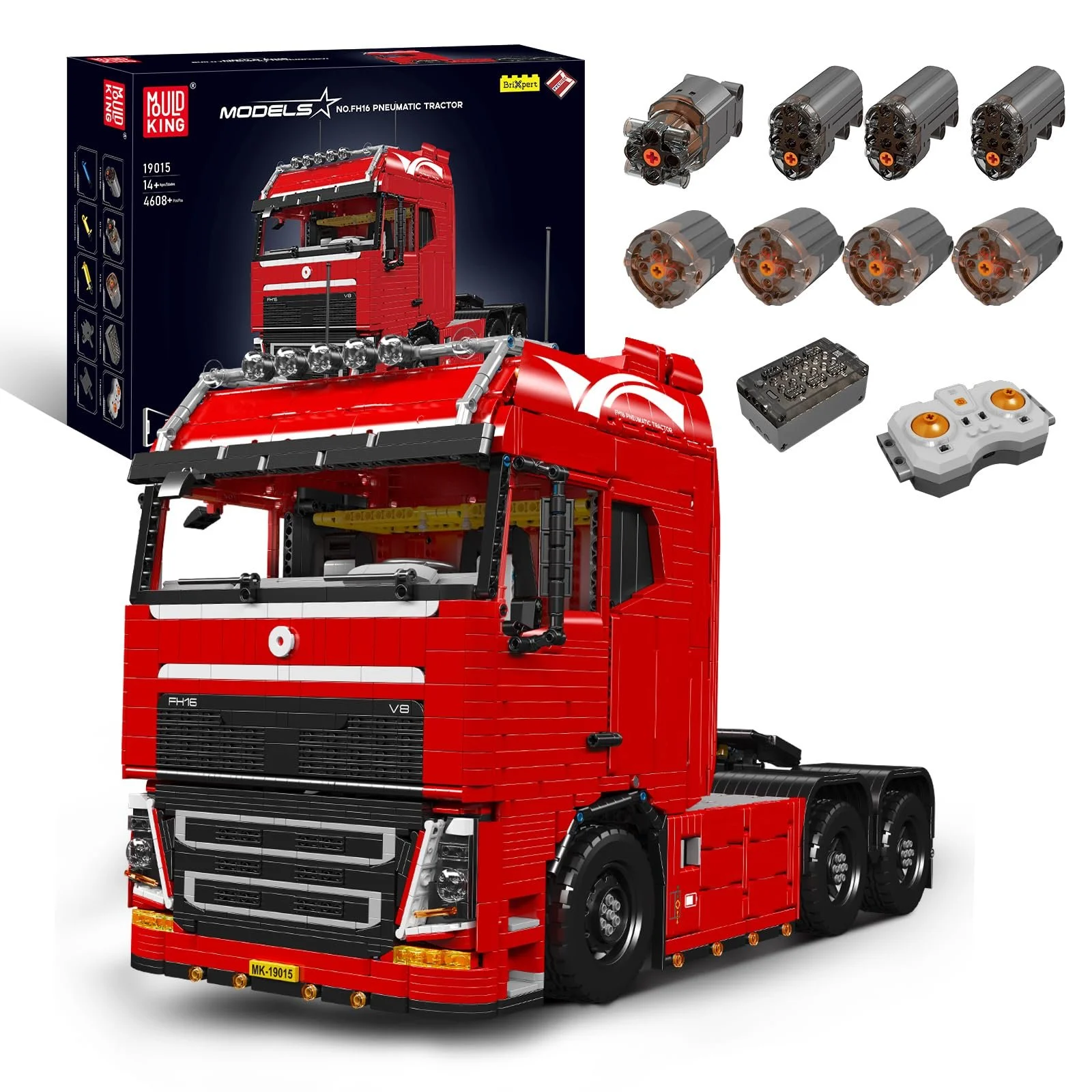 Конструктор Грузовик Technik Mould King 19015 Mobile Pneumatic, 4608 деталей, Локомотив для буксировки с моторами, Двойное управление: пульт 2.4 G и приложение, фото №1