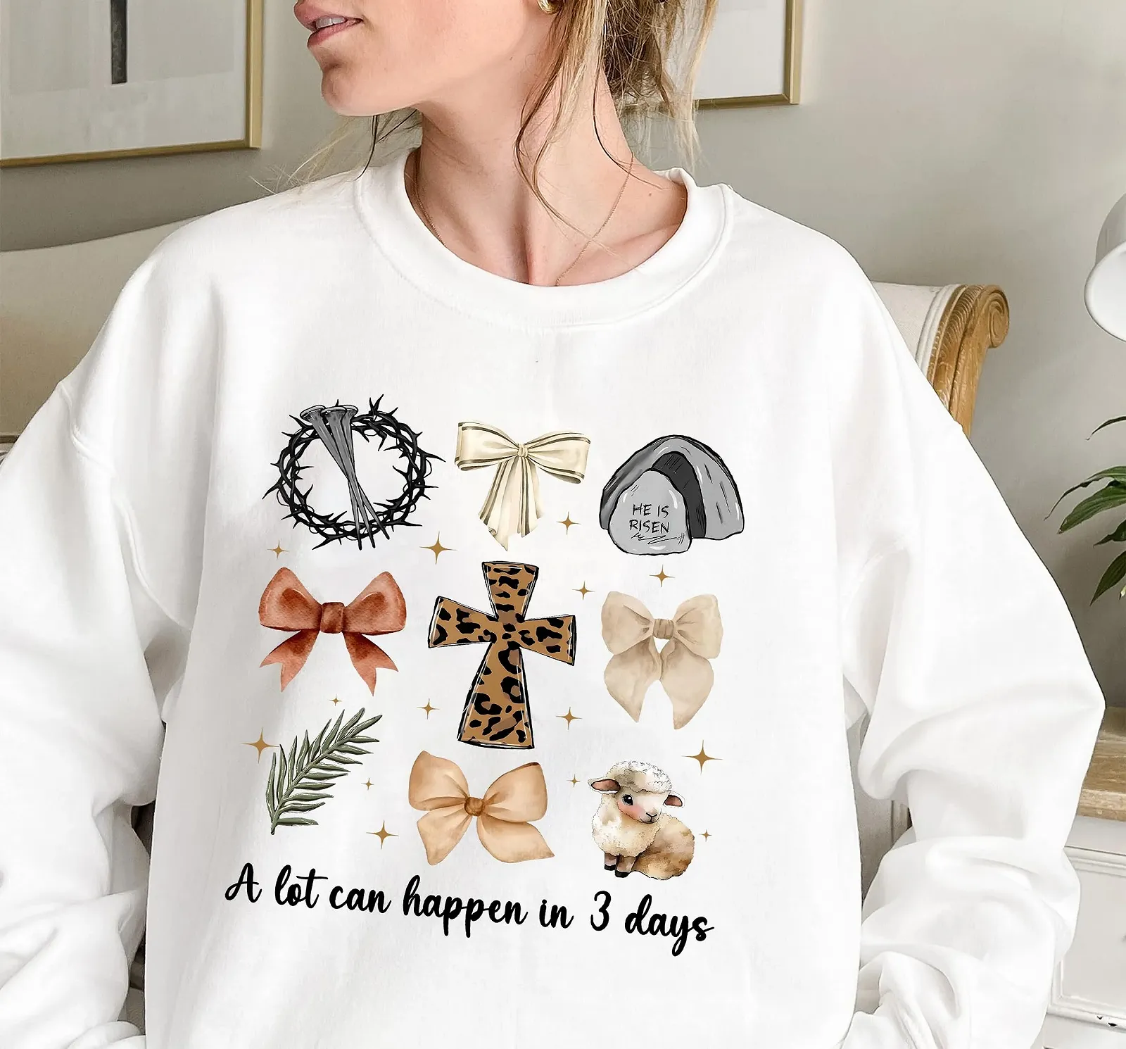 Християнська Толстовка з Довгими Рукавами A Lot Can Happen In 3 Days Easter, фото №2