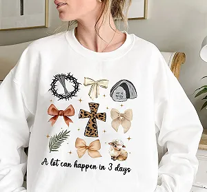 Христианская Толстовка с Длинными Рукавами A Lot Can Happen In 3 Days Easter synthetic.ua - Фото 1