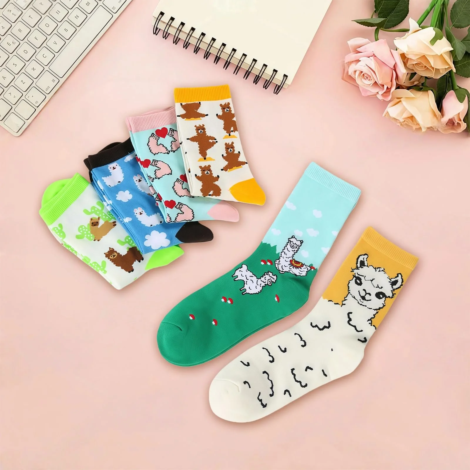 Шкарпетки з кумедним малюнком альпаки (6 пар) 36-42, фото №4