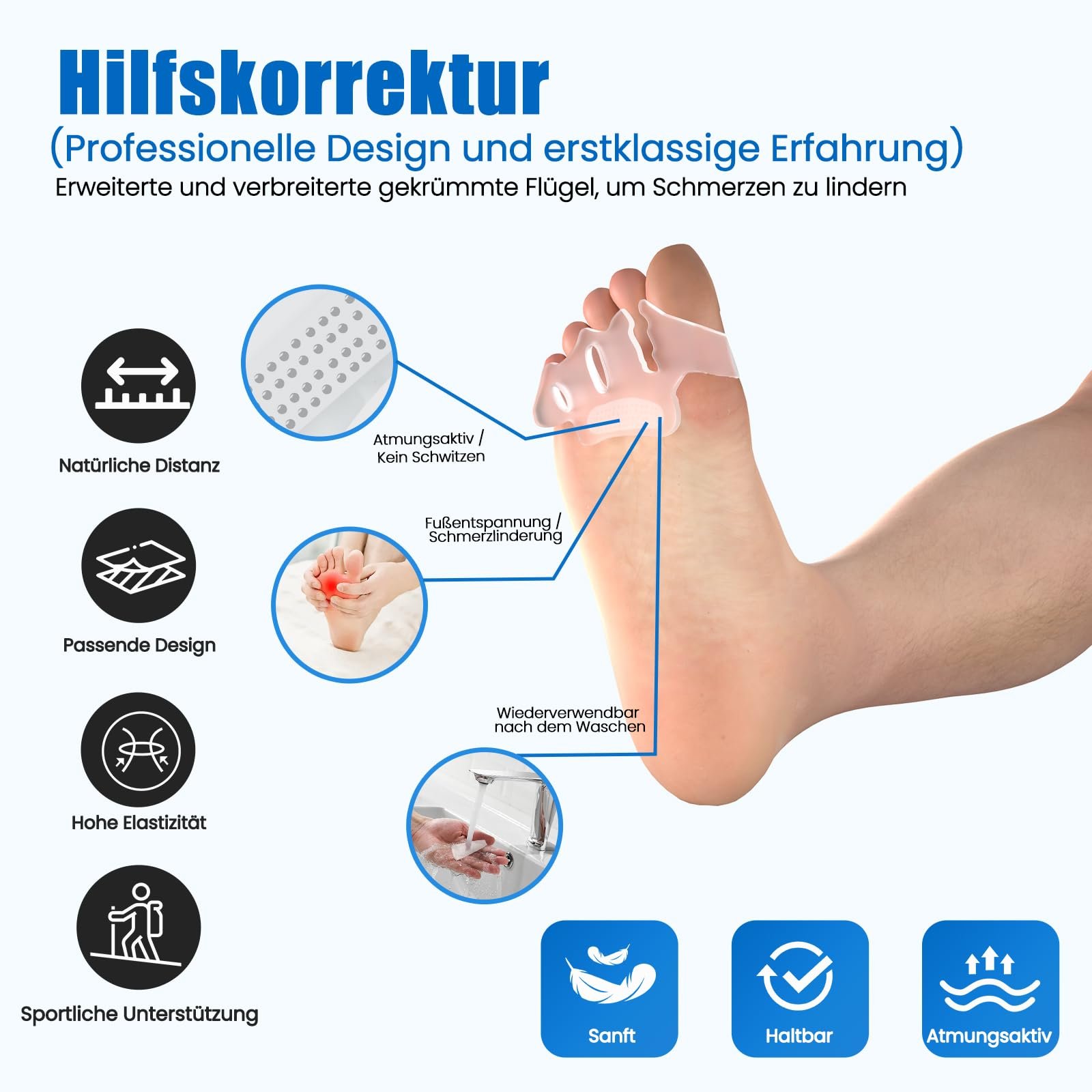 Шина для коррекции Hallux Valgus, регулируемый разделитель пальцев, шина, фото №5