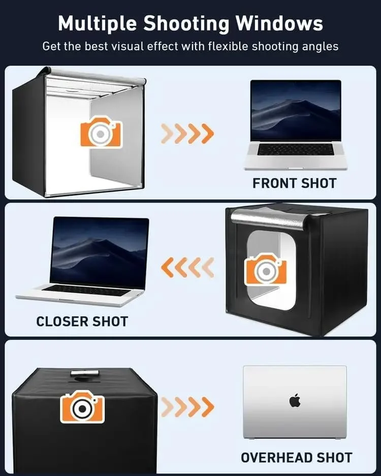 Професійний фотобокс DUCLUS 80 см / 210 LED / 5600K / CRI 96+ / 6 фонів / Складний / Чорний, фото №4 Професійний фотобокс DUCLUS 80 см / 210 LED / 5600K / CRI 96+ / 6 фонів / Складний / Чорний, фото №4