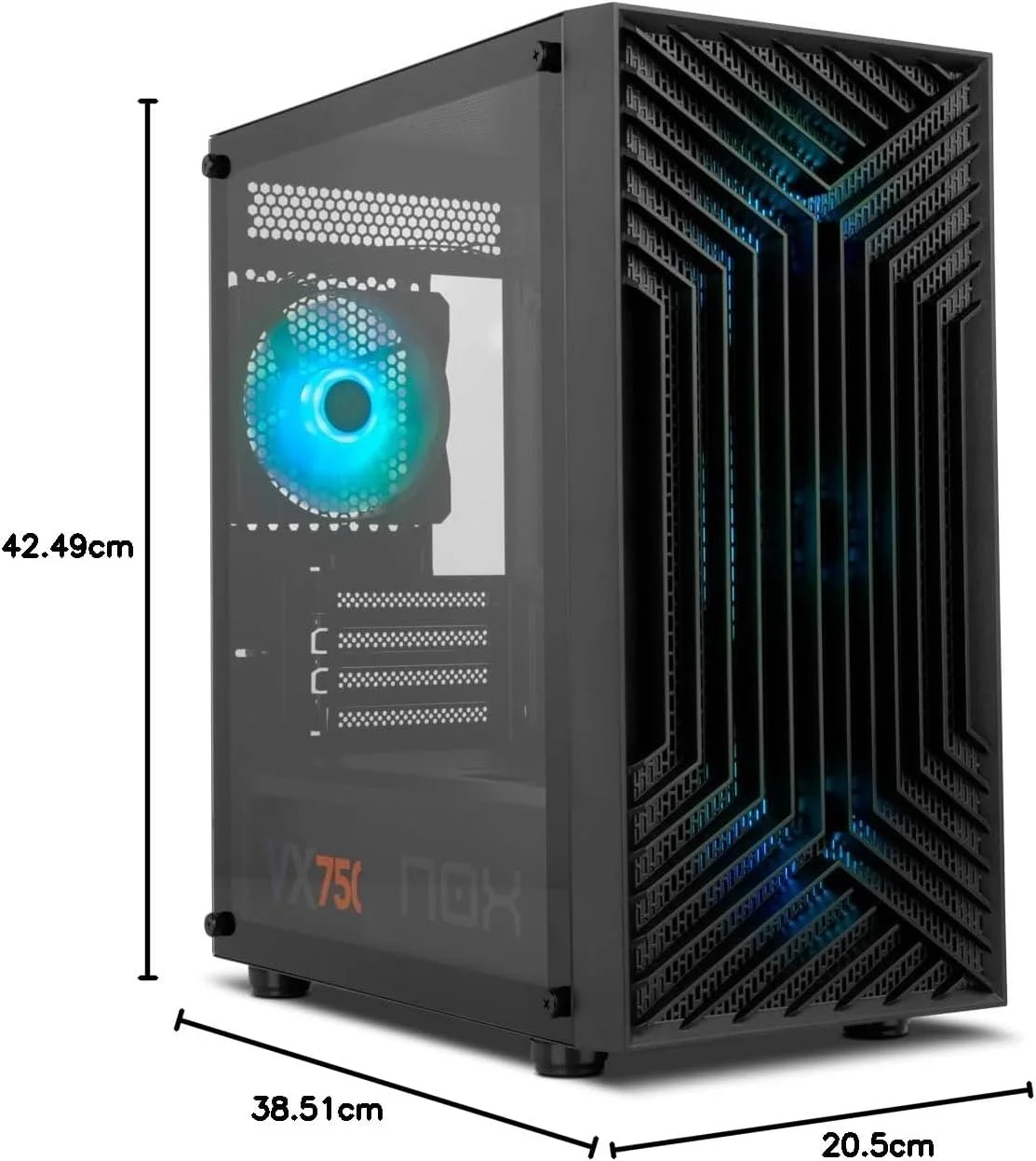 Корпус для ПК NOX Infinity Epsilon / 4 ARGB вентилятори / Без БЖ / Чорний, фото №8