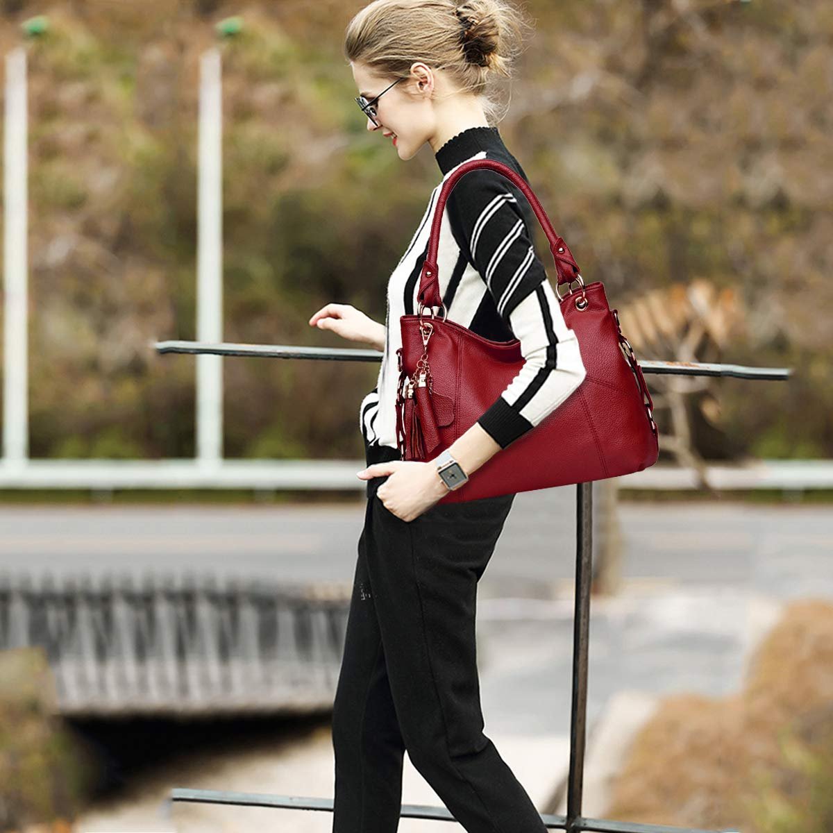 Сумка женская Nicole & Doris, большая, из мягкой кожи, сумка-шоппер, новая дизайнерская, с кисточкой, фото №2