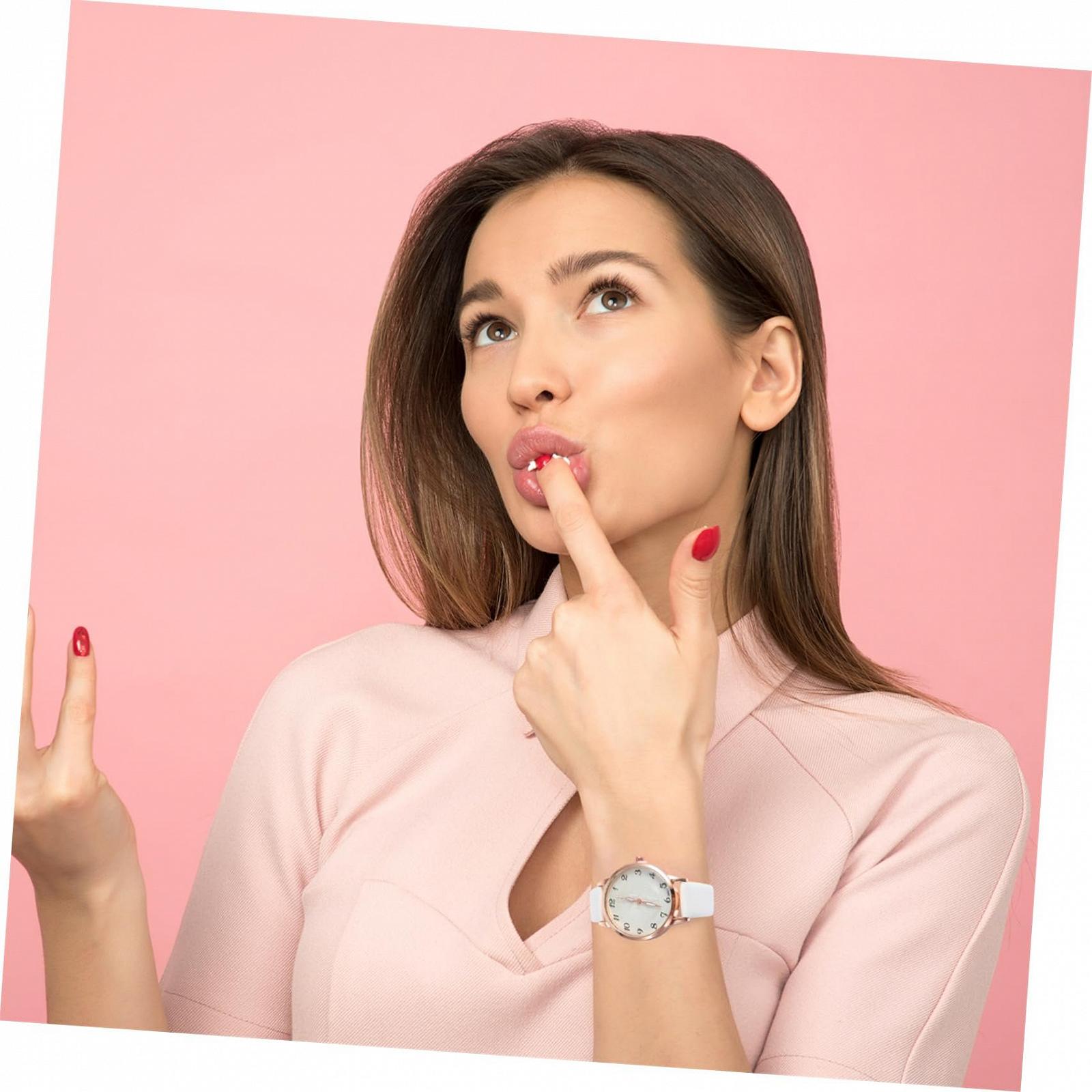 Женские Часы Healvian Тонкие Золотые с Кожаным Ремешком PU Искусственная Кожа Белый, фото №7