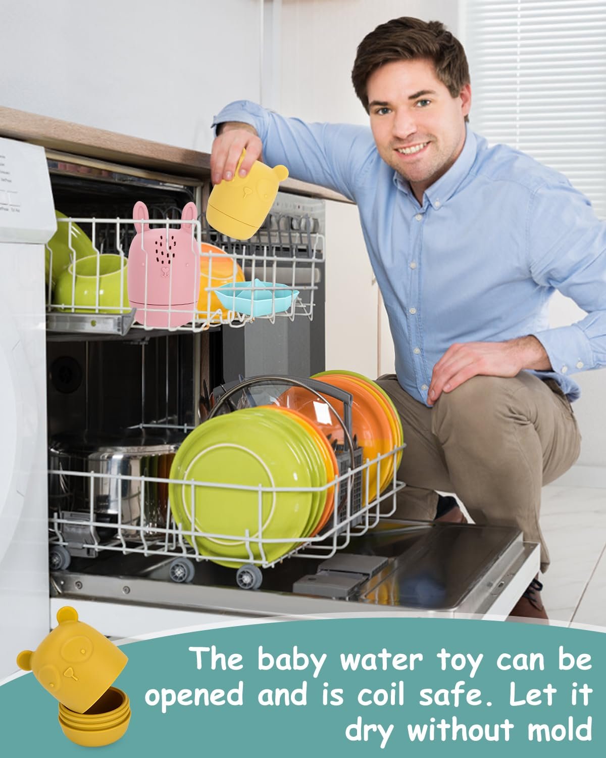 Набір з 8 силіконових тварин для ванни, фото №5