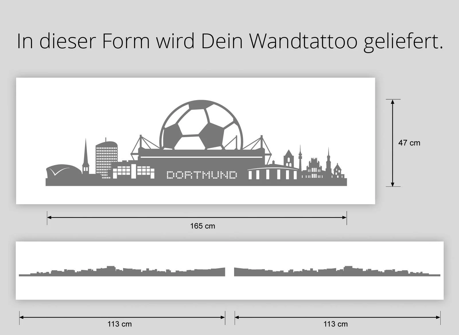 Наклейка на стіну Wandora Dortmund Skyline I 165 x 47 см Чорна, фото №5
