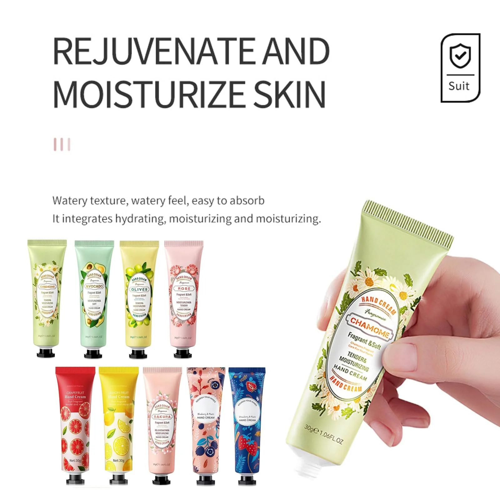 Крем для рук Набор 10шт Увлажняющий Набор для женщин и мужчин Рождественский и подарок на день рождения Крем 3, фото №2