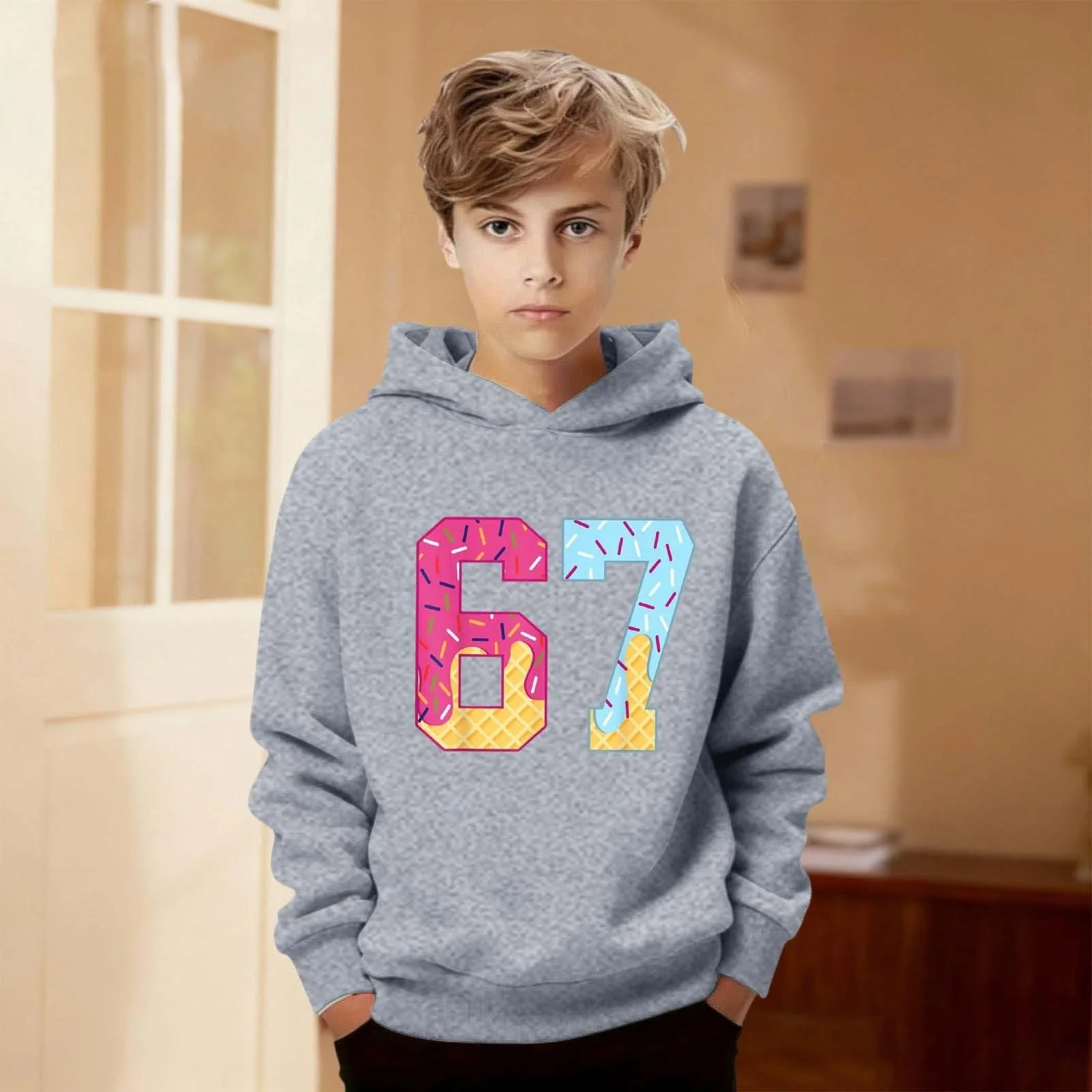 Худи Без бренда, 67 Fun Meme Six Seven, Разноцветный, фото №5