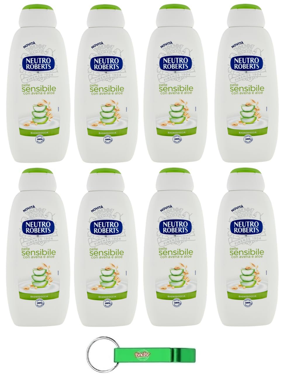 Гель для душу Neutro Roberts Pelle Sensibile Avena e Aloe 450 мл + брелок Набір з 8 шт., фото №1 Гель для душу Neutro Roberts Pelle Sensibile Avena e Aloe 450 мл + брелок Набір з 8 шт., фото №1