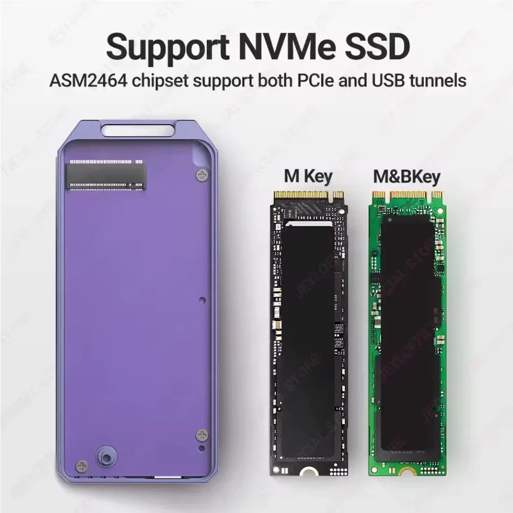 Внешний карман JEYI Fan 40Gbps M.2 NVMe SSD to USB4.0, Thunderbolt 4 Violet, фото №5 Внешний карман JEYI Fan 40Gbps M.2 NVMe SSD to USB4.0, Thunderbolt 4 Violet, фото №5