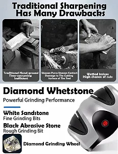 Точило для ножів електрична двохетапна з алмазними кругами 220 В EU synthetic.ua - Фото 1