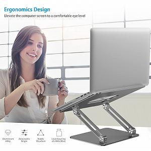 Подставка для ноутбука BoYata, регулируемая, алюминиевая, совместима с ноутбуками (10-17 дюймов), MacBook Pro/Air, Surface, Samsung, HP, серая synthetic.ua - Фото 1