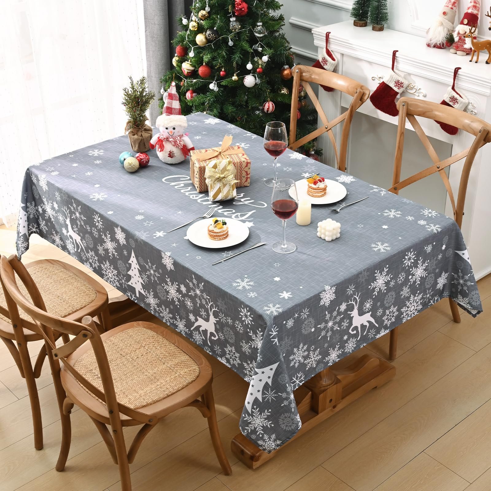Скатертина Alishomtll Christmas квадратна водовідштовхувальна 140 x 140 см Grey, фото №2