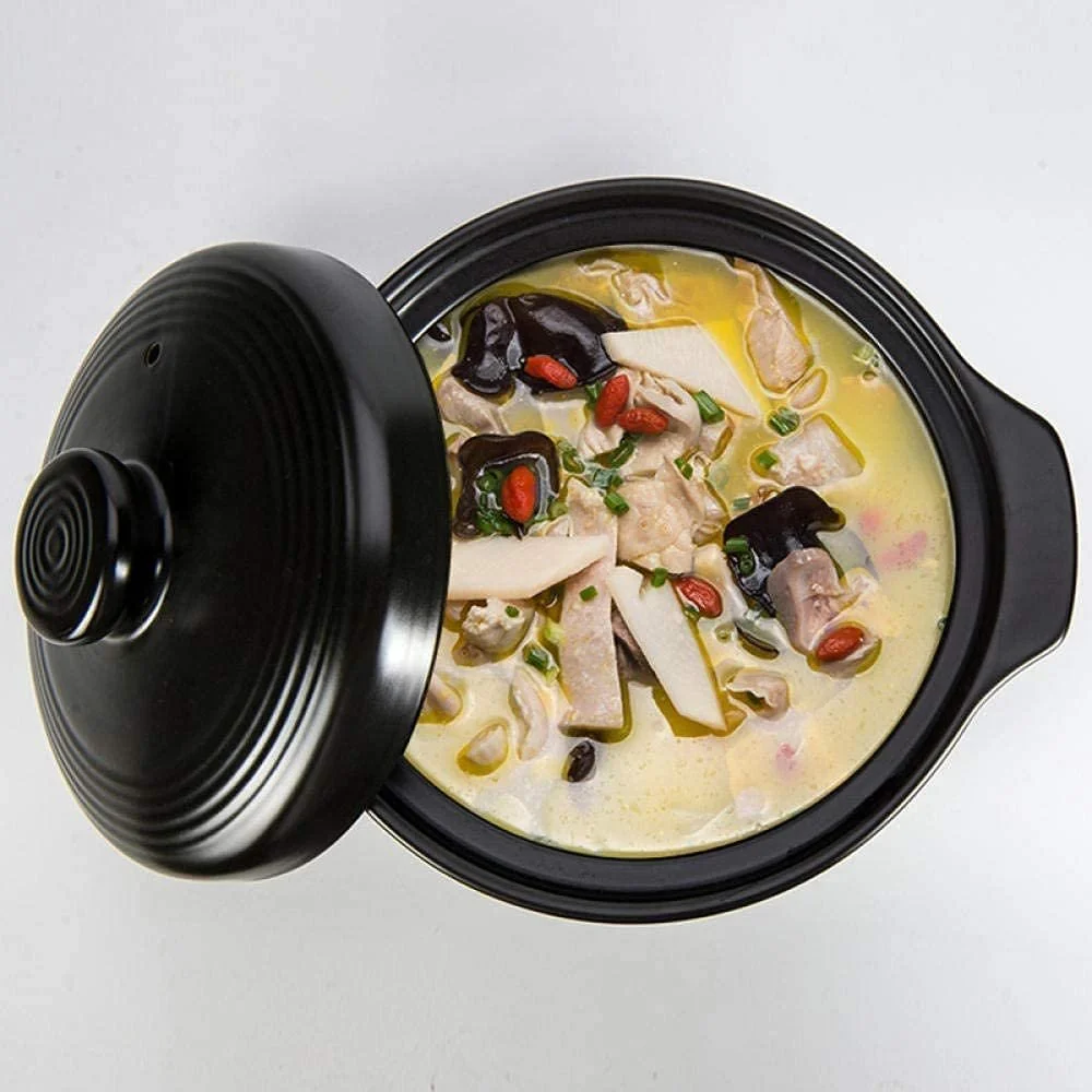 Кастрюля керамическая dtkmkj, глиняная, терракотовая, для тушения, черная, объемом 3 л., фото №3 Кастрюля керамическая dtkmkj, глиняная, терракотовая, для тушения, черная, объемом 3 л., фото №3