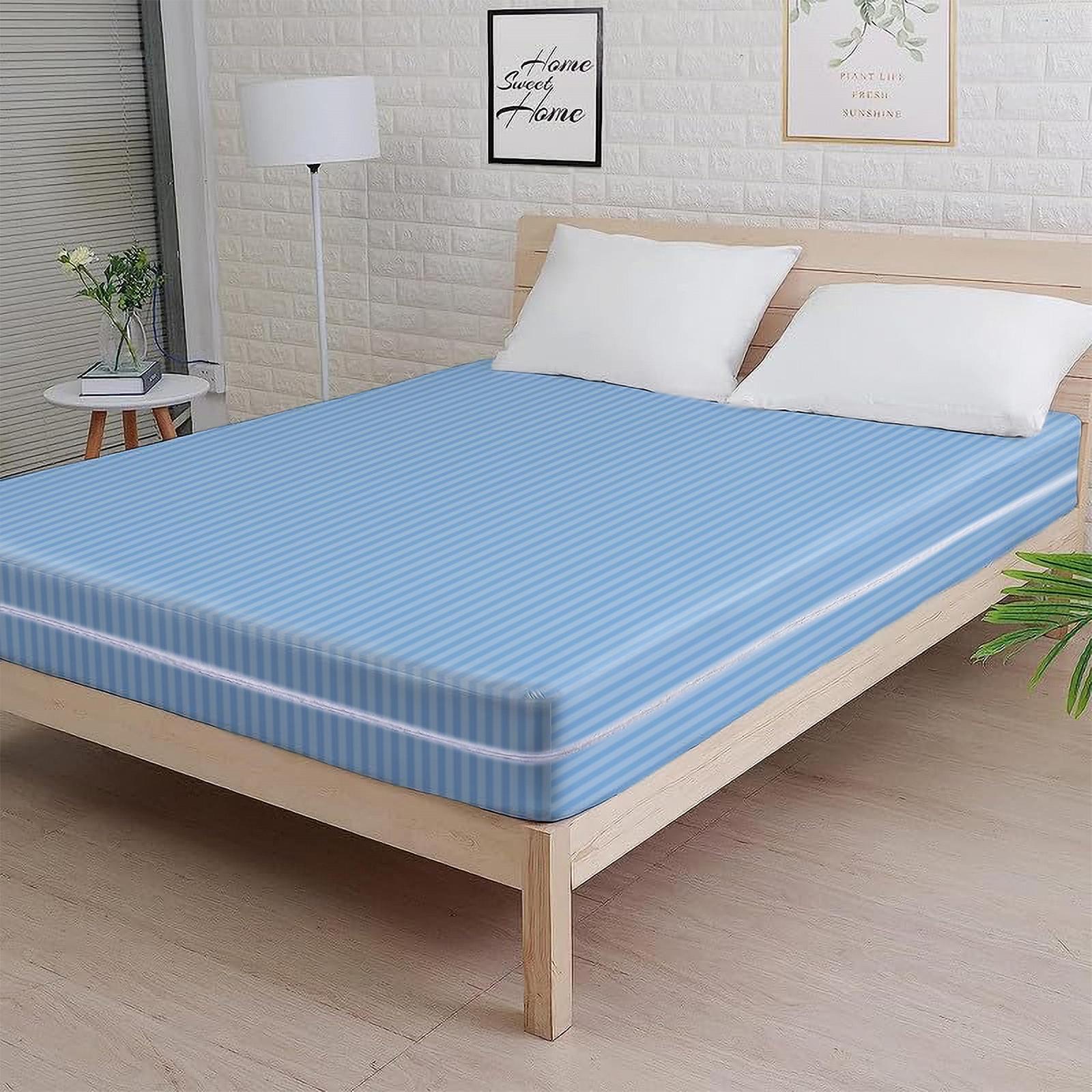 Наматрасник Satin Stripe Двусторонняя молния Полная защита от клопов Глубина 30 см Синий King, фото №3