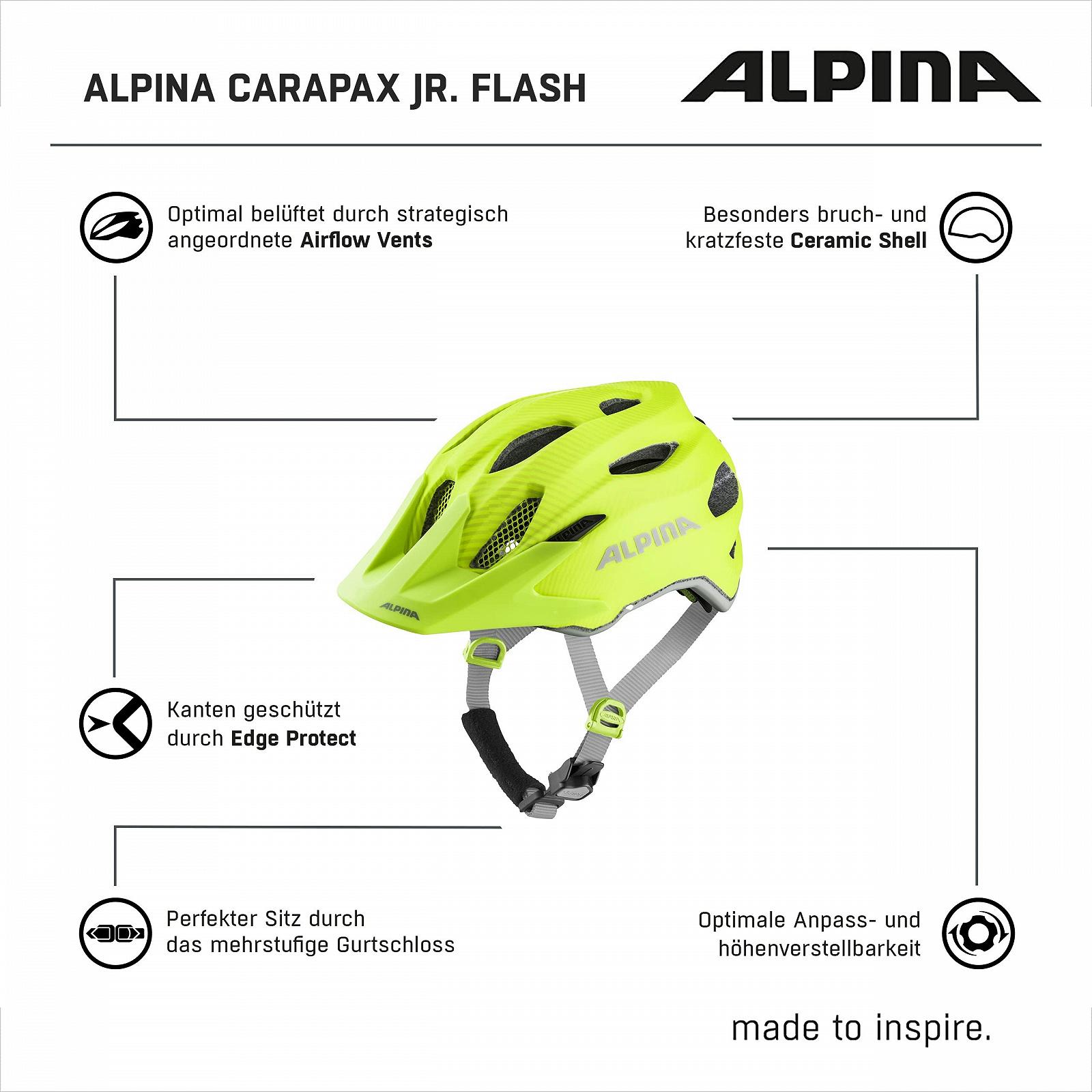 Шолом Велосипедний ALPINA Carapax JR. Flash Illuminated, Легкий та Безпечний, Світлодіодний, Сіткою від Комах, Дитячий, фото №6