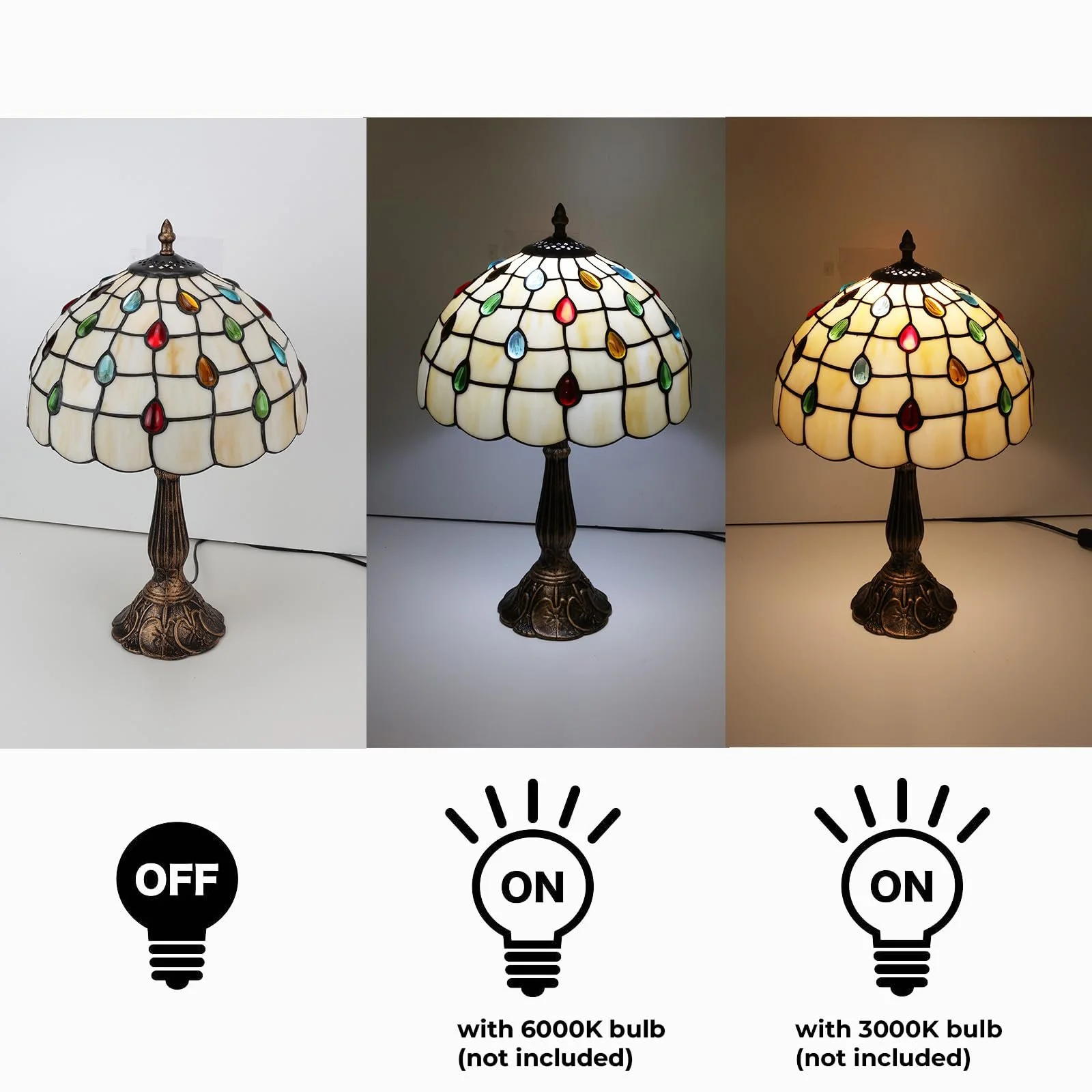 Настільна лампа Alpinaluz Tiffany Style E27 Бронзова латунь, фото №2