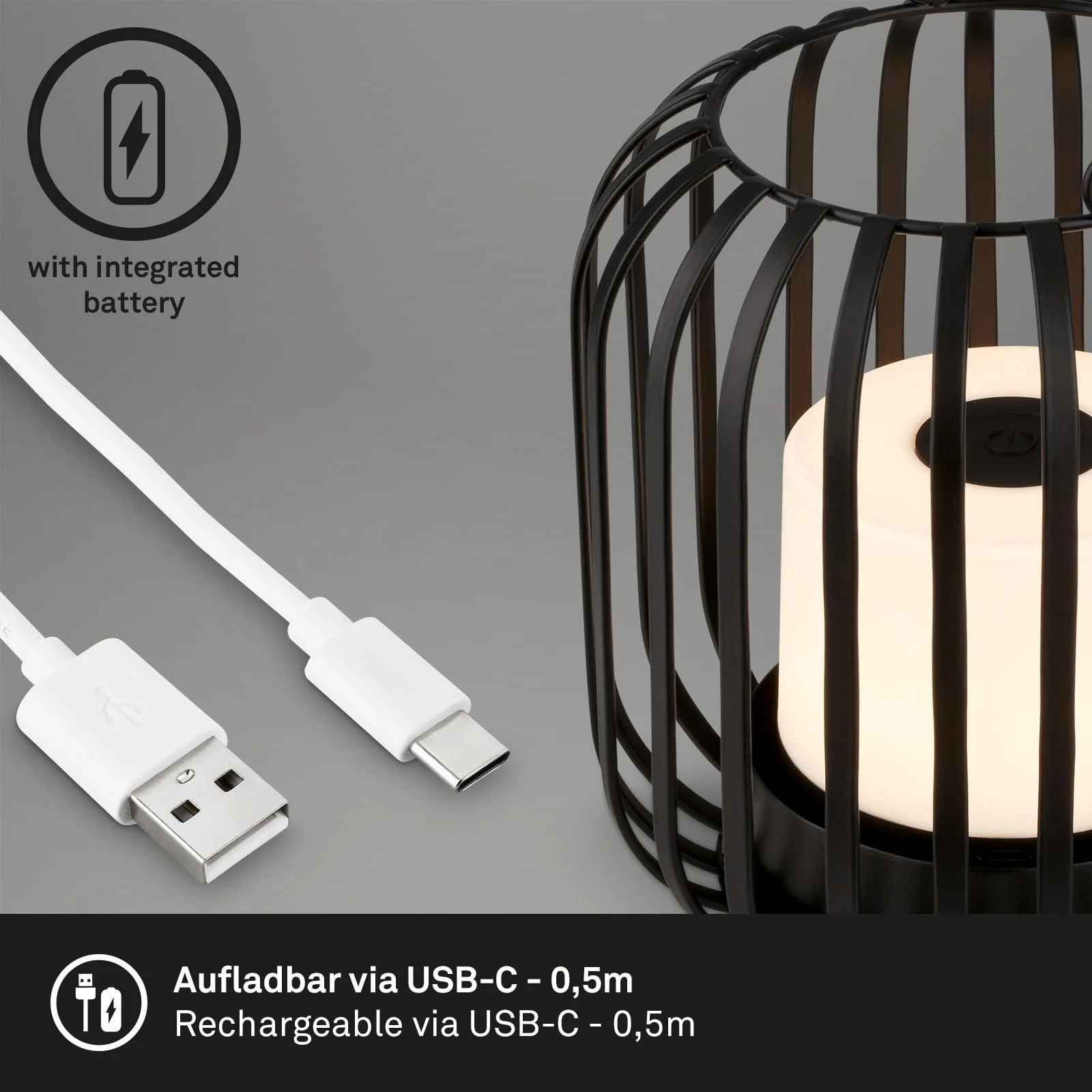 Настольная лампа BRILONER Mini LED Wireless Dimmable IP44 9 x 10 см Черный, фото №6