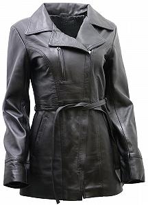 Кожаная куртка Infinity Leather Женская Черный Коричневый Рыжий Наппа Кожа Длинная Куртка Циклиста с Поясом synthetic.ua - Фото 1