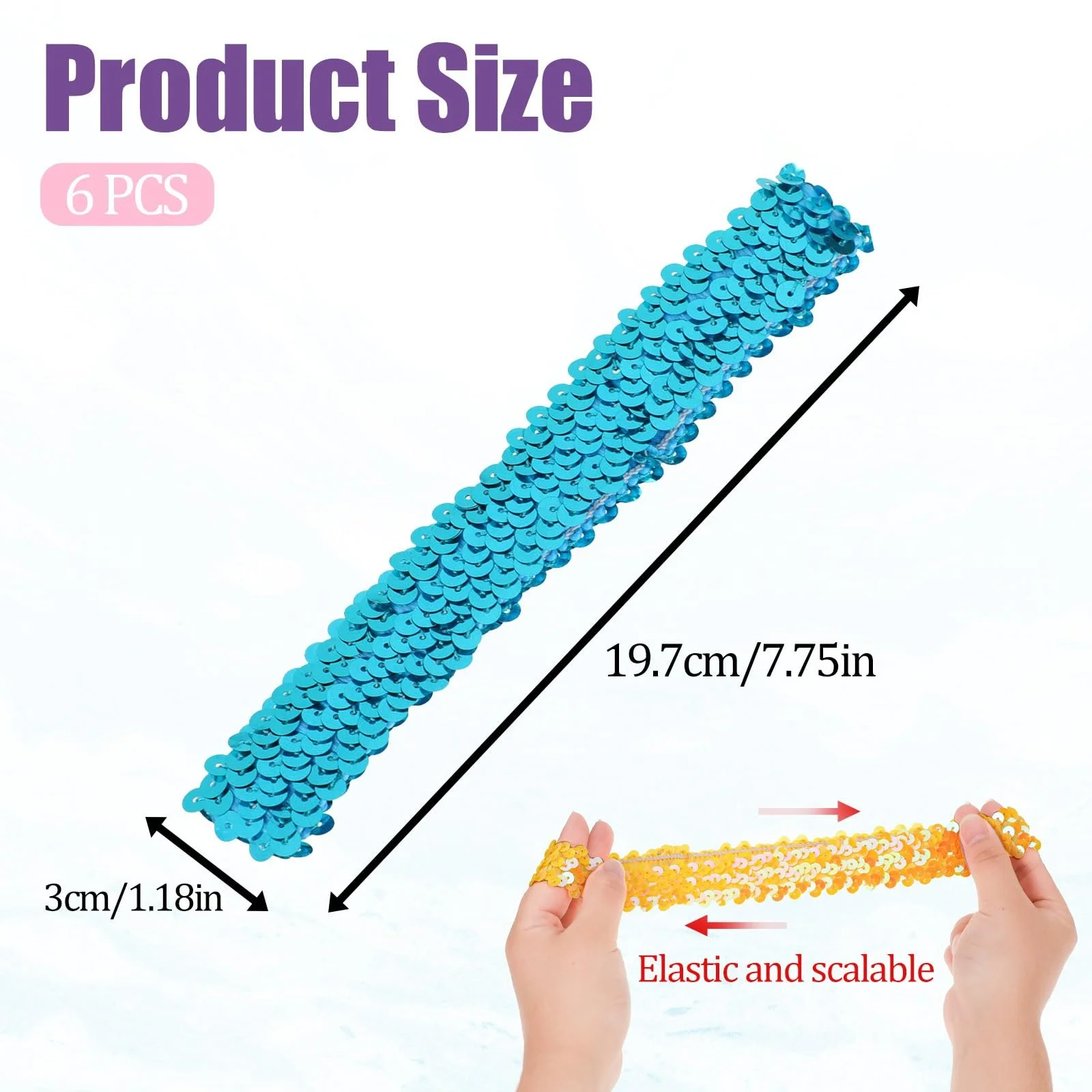 Набір з 6 блискучих пов'язок на голову, фото №3