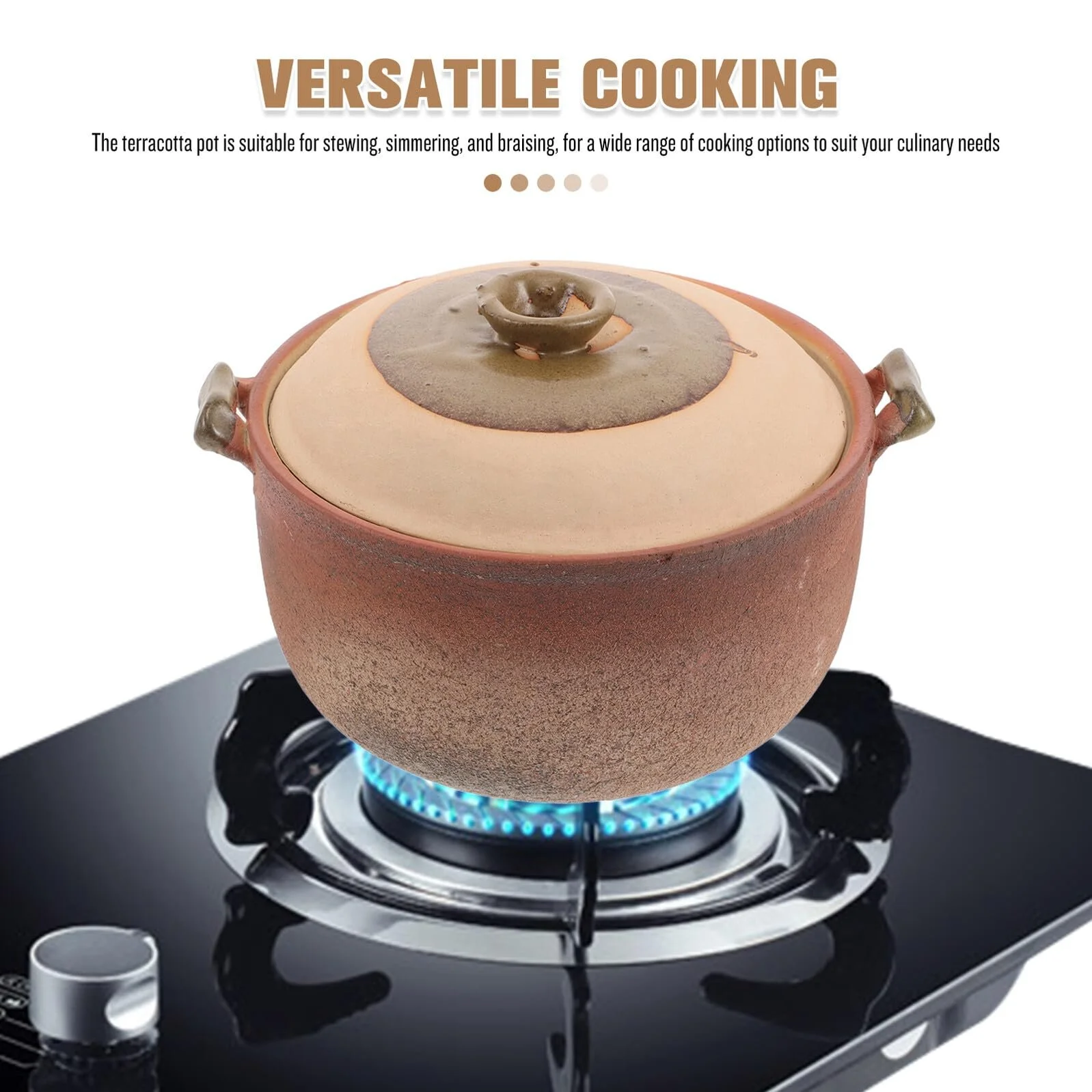 Кастрюля Toyvian терракотовая жаростойкая с ручкой для газовой плиты, фото №8