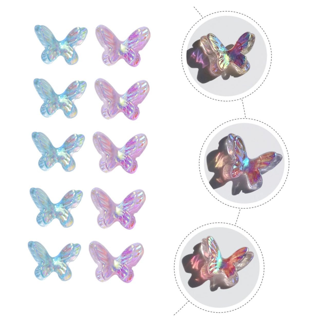 Украшения для ногтей Healvian Бабочки, 40 шт, разноцветные блестящие, фото №9 Украшения для ногтей Healvian Бабочки, 40 шт, разноцветные блестящие, фото №9