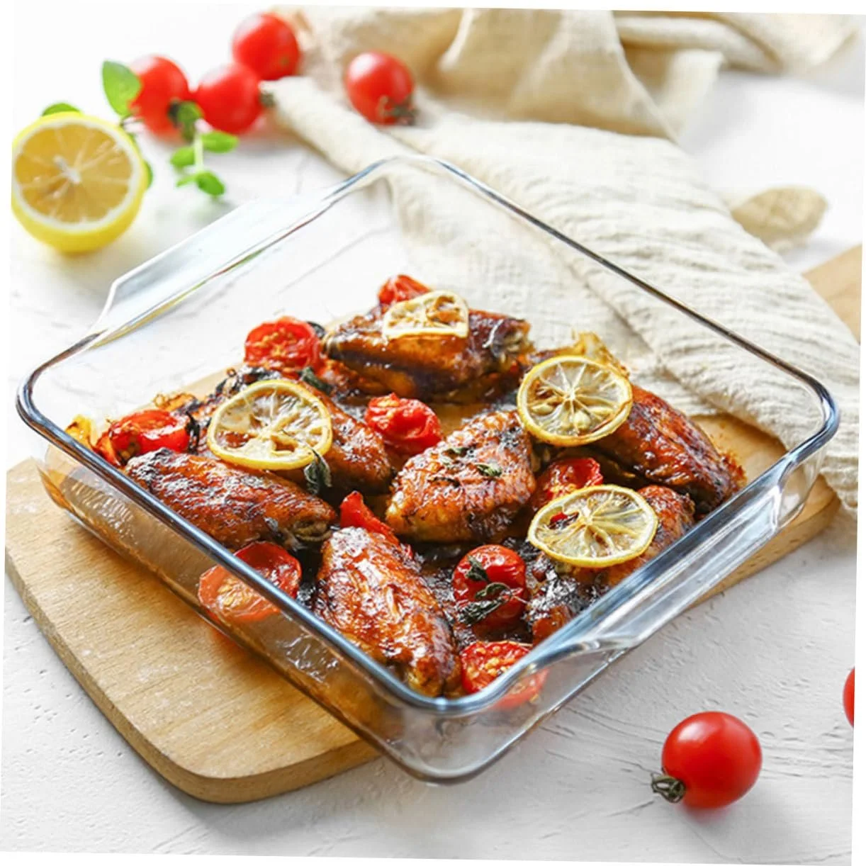 Форма для запікання BESTYASH скляна з подвійними ручками термостійка для піци та сирних страв, фото №8 Форма для запікання BESTYASH скляна з подвійними ручками термостійка для піци та сирних страв, фото №8