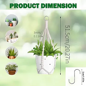 Подвесы для растений макраме Набор из 2 шт. 51,5 см с крючками Boho Style synthetic.ua - Фото 1