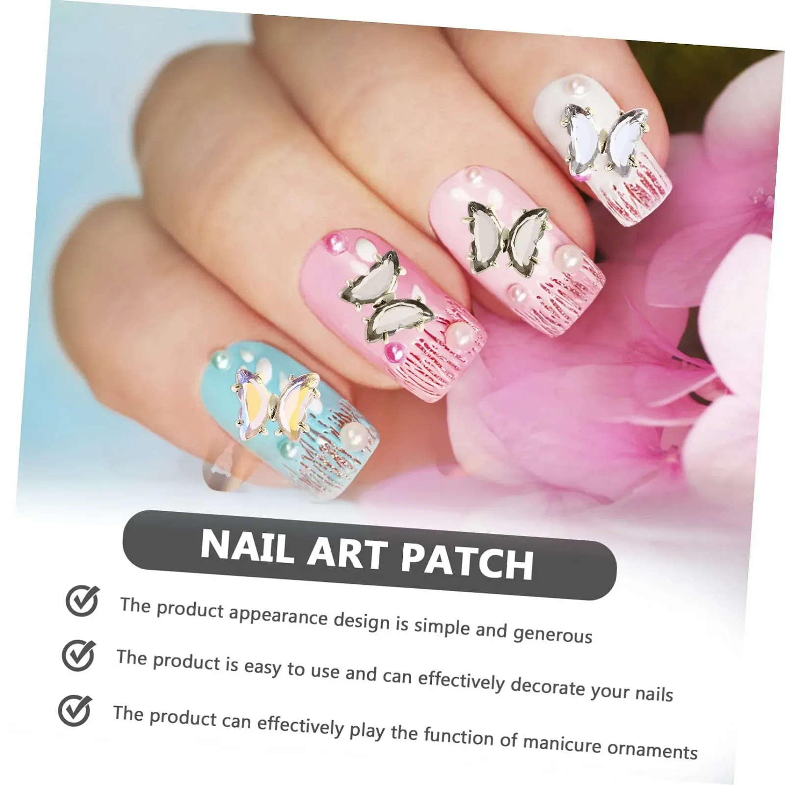 Подвески для ногтей Fomiyes Бабочка, 40 шт, украшения из циркония для маникюра и DIY украшений для ногтей, фото №9