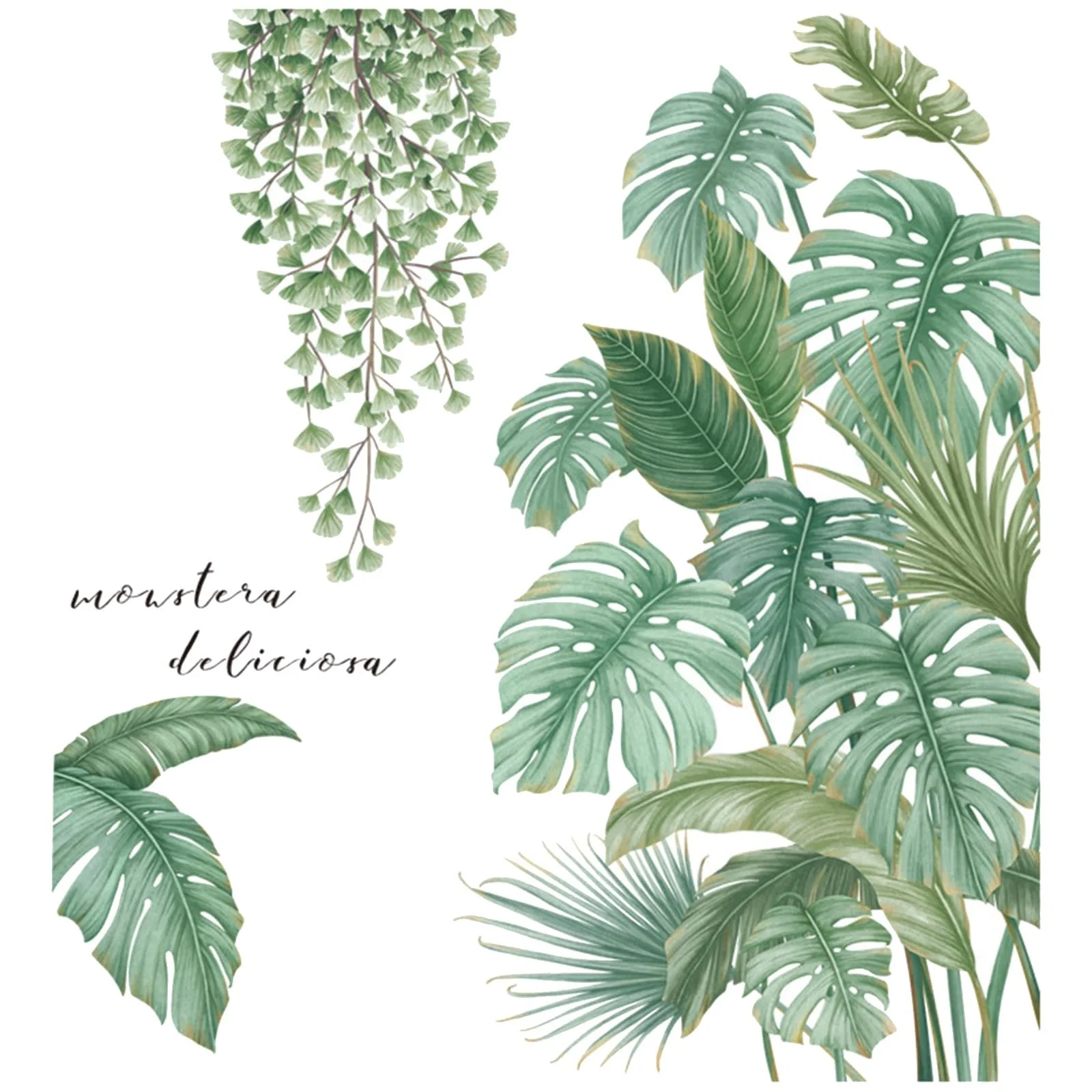 Наклейка на стіну Тропічне листя зелена, фото №1