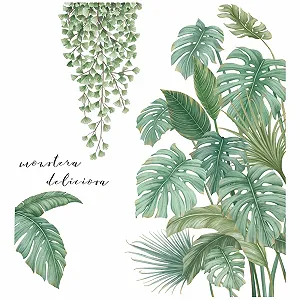 Наклейка на стіну Тропічне листя зелена - Фото 1