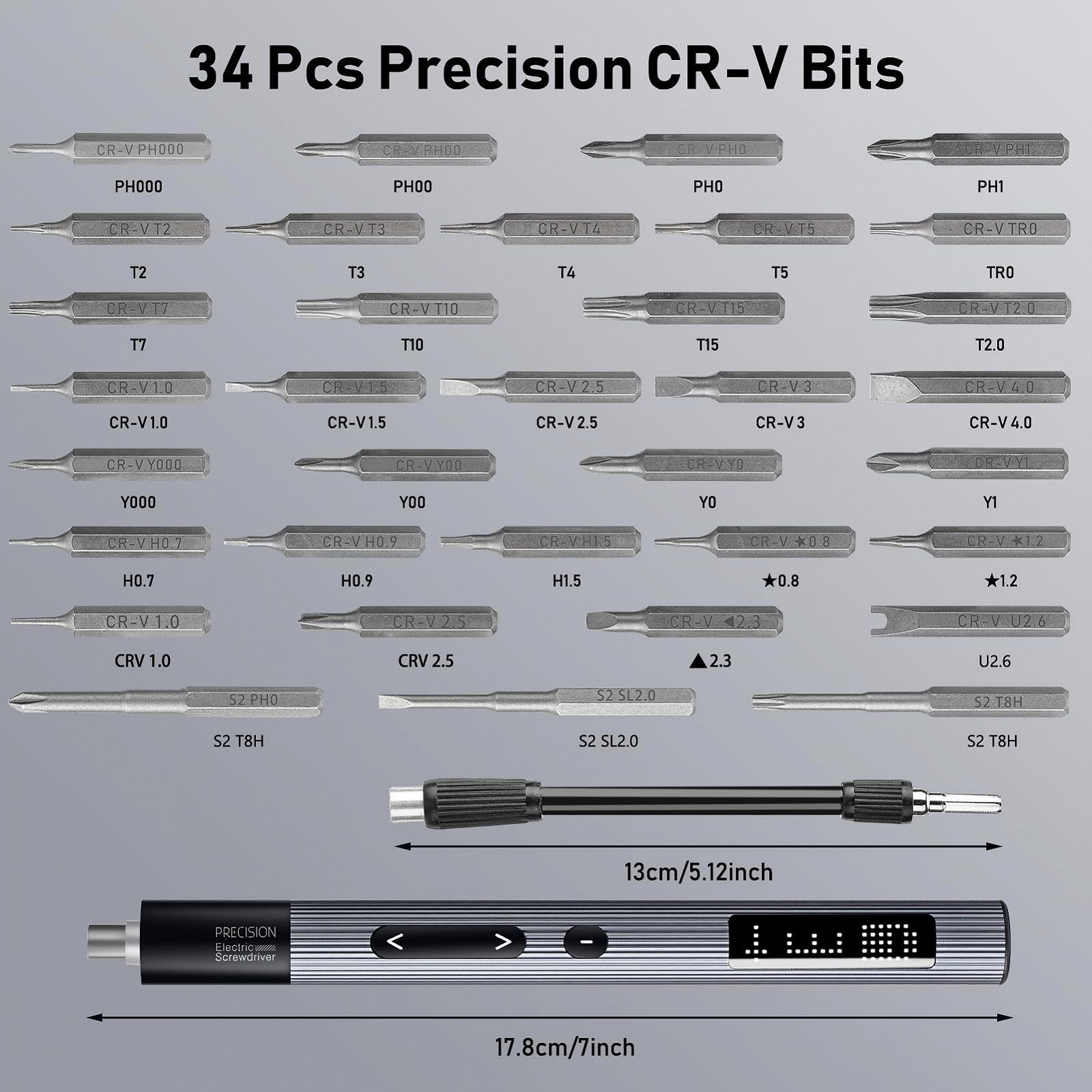 Набір міні-електричних викруток Soleilwear 38 в 1 3 передачі крутного моменту для ремонту телефону, ноутбука, камери, годинників, фото №2