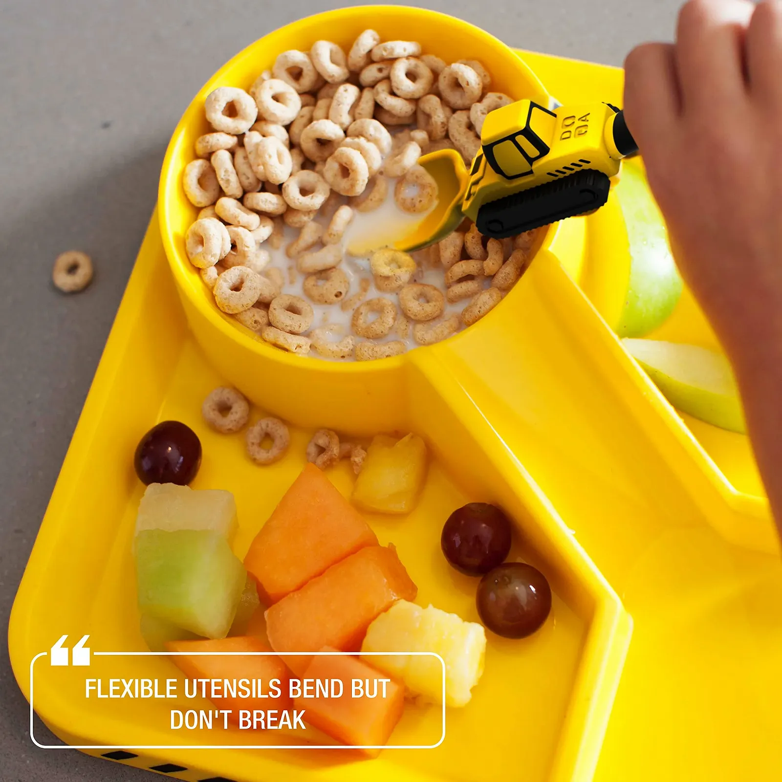 Набір дитячого посуду Dinneractive Будівельний майданчик: 3 предмети, столові прибори (трактор, навантажувач), тарілка для малюків, дитячий посуд, фото №6