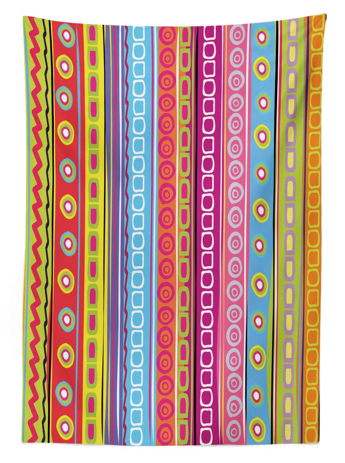 Скатертина ABAKUHAUS Striped 90s Retro Art Ethnic 140 x 240 см Fern Green Pink, фото №2