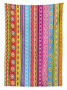 Скатертина ABAKUHAUS Striped 90s Retro Art Ethnic 140 x 240 см Fern Green Pink synthetic.ua - Фото 1